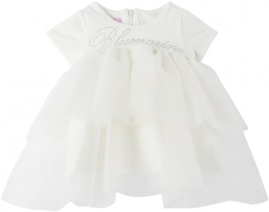 Детское белое многоярусное платье Miss Blumarine