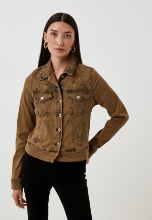 Куртка джинсовая Dshe. Цвет: коричневый