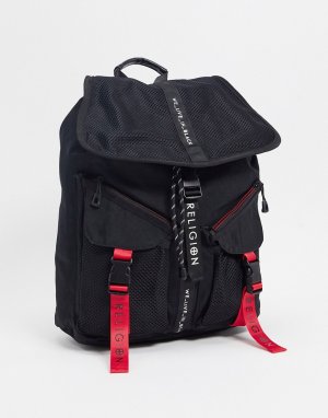 Рюкзак с фирменными лентами и логотипом -Черный Religion