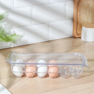 Контейнер для яиц с крышкой, 12 ячеек, 33×12×8 см, цвет прозрачный No brand. Цвет: прозрачный