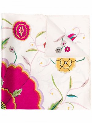 Шелковый платок pre-owned с цветочной вышивкой Christian Dior. Цвет: белый