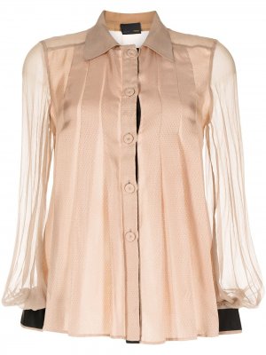 Шелковая рубашка со складками 2010-х годов Fendi Pre-Owned. Цвет: коричневый