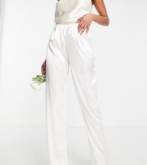 Атласные брюки цвета слоновой кости Bridal-Белый TFNC Tall