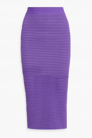 Юбка-карандаш миди в рубчик с эффектом выгорания HERVÉ LÉGER, фиолетовый Léger