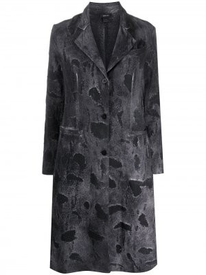 Однобортное пальто с эффектом потертости Avant Toi. Цвет: серый