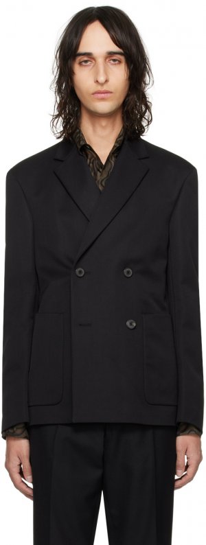Черный двубортный пиджак , цвет Black Dries Van Noten