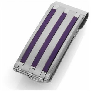 Зажим для денег Trance Stainless Steel Purple Rubber, CB LMC-108100-E. Colibri. Цвет: серебристый