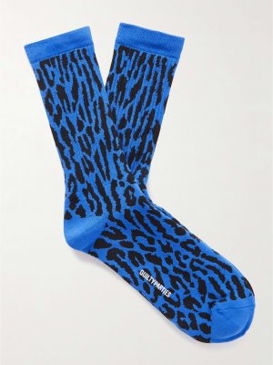 Носки с леопардовым принтом и интарсией, синий Wacko Maria