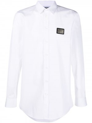 Рубашка с длинными рукавами и логотипом Moschino. Цвет: белый