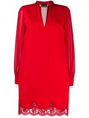 Кружевное платье с длинными рукавами Ermanno. Цвет: красный