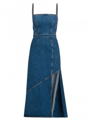 Джинсовое платье-макси с боковыми разрезами , синий Alexander McQueen
