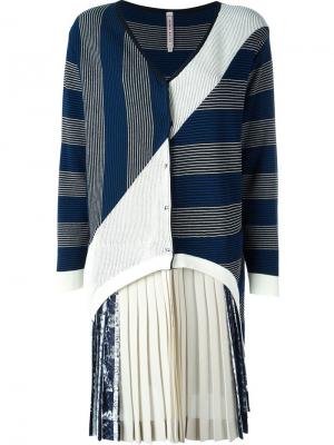Pleated hem striped cardigan Antonio Marras. Цвет: синий