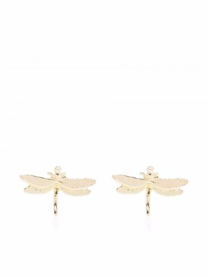 Серьги-гвоздики Teeny Tiny Dragonfly из желтого золота Alex Monroe. Цвет: золотистый