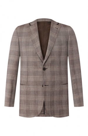 Пиджак из смеси шерсти и шелка Brioni. Цвет: коричневый