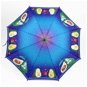 Зонт трость детский для мальчиков и девочек Авокадо полуавтоматический зонт-трость; малышей с сапфировой ручкой Baziator. Цвет: голубой/синий
