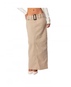 Женская джинсовая юбка макси Evangeline с поясом , тан/бежевый Edikted