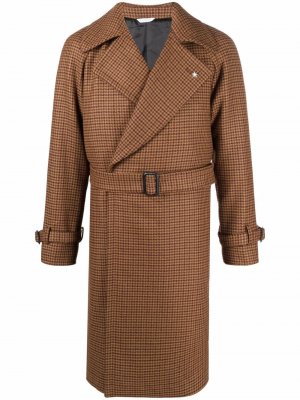Клетчатое пальто с поясом Manuel Ritz. Цвет: коричневый