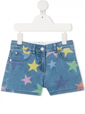 Джинсовые шорты с принтом Stella McCartney Kids. Цвет: синий