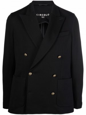 Двубортный пиджак без подкладки Circolo 1901. Цвет: черный