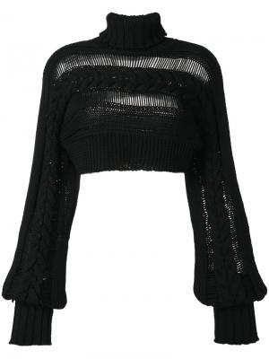 Укороченный вязаный свитер с косами Io Ivana Omazic. Цвет: чёрный
