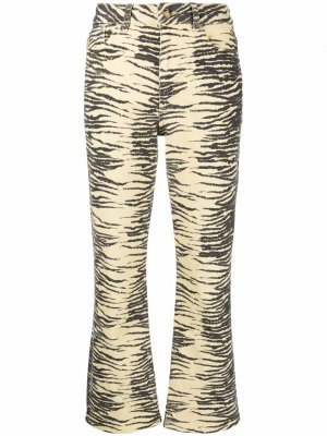 Укороченные брюки с тигровым принтом GANNI. Цвет: желтый