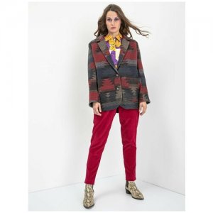 Пиджак Artwizard женский шерстяной оверсайз. Цвет: серый/красный/бежевый