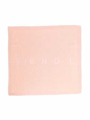 Одеяло с вышитым логотипом Fendi Kids. Цвет: розовый