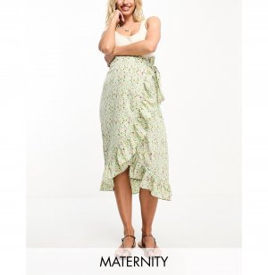 Зеленая юбка миди с запахом Vero Moda Maternity
