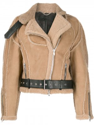 Укороченная куртка из овчины Peter Do. Цвет: коричневый