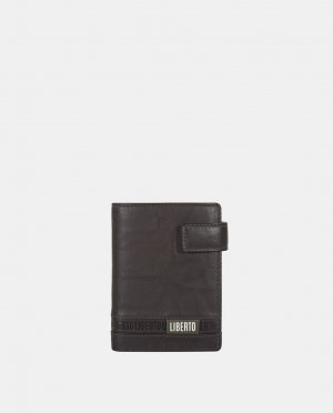 Коричневый кожаный вертикальный кошелек с монетницей , Liberto