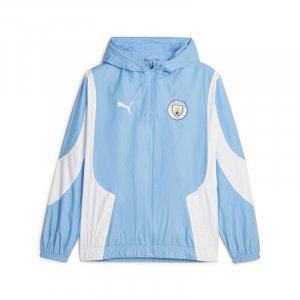Мужская предматчевая куртка Anthem FC Manchester City Team Голубо-Белая PUMA