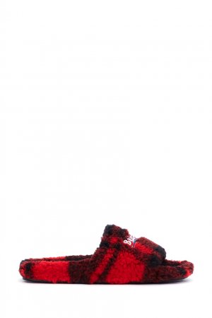 Красные пантолеты из эко-меха Balenciaga. Цвет: красный