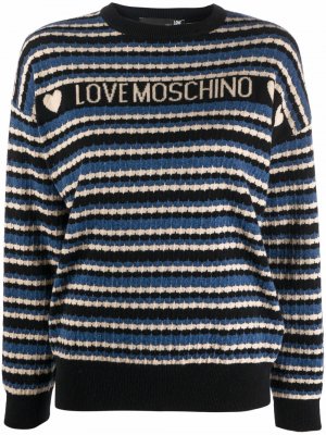 Шерстяной пуловер в полоску Love Moschino. Цвет: синий