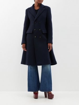 Двубортное пальто из фетра с кейп-спиной, синий Bottega Veneta