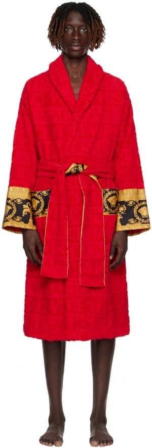 Красный халат I Heart в стиле барокко Versace Underwear