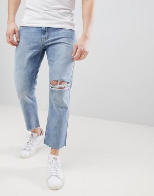 Укороченные джинсы в стиле 90-х Just Junkies. Цвет: синий