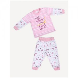 Пижама для девочки Babyglory Little BOSS (интерлок) розовый 32-98. Цвет: белый/розовый