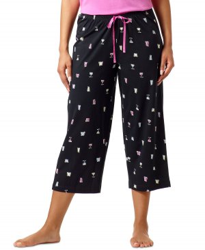 Женские трикотажные пижамные брюки-капри с принтом Sleepwell, изготовленные использованием технологии регулирования температуры , черный Hue