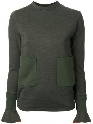 Трикотажный пуловер с накладными карманами Toga. Цвет: зелёный