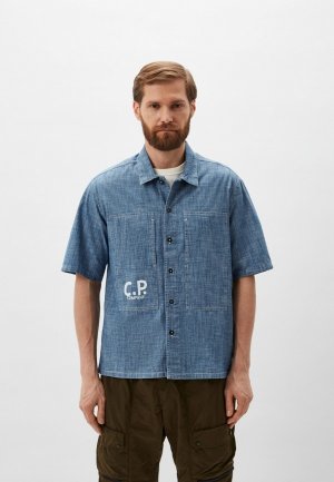 Рубашка джинсовая C.P. Company Chambray Short Sleeved Logo. Цвет: синий