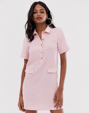 Платье миди в стиле милитари Unique21-Розовый UNIQUE21