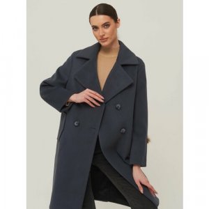 Пальто , размер 54, серый КАЛЯЕВ. Цвет: серый/серо-голубой
