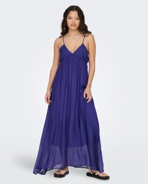 Длинное платье без бретелек с V-образным вырезом и открытой спиной Only, фиолетовый ONLY
