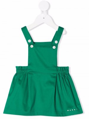 Расклешенное платье без рукавов с логотипом Marni Kids. Цвет: зеленый