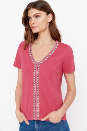 Вышитая футболка, розовый Cortefiel