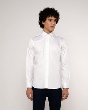 Однотонная классическая мужская рубашка белого цвета , белый Mirto