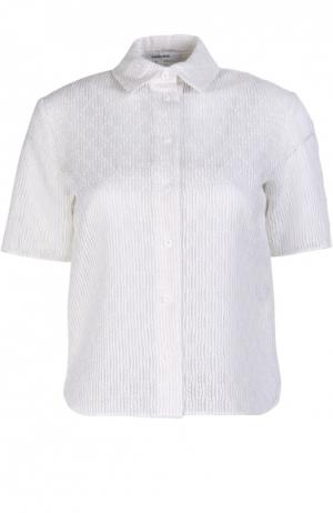 Блуза с коротким рукавом и тканым принтом Carven. Цвет: белый
