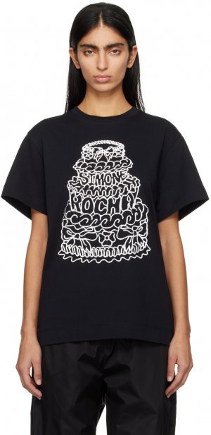 Черная футболка с принтом , цвет Black/White Simone Rocha