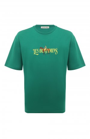 Хлопковая футболка Les Benjamins. Цвет: зелёный