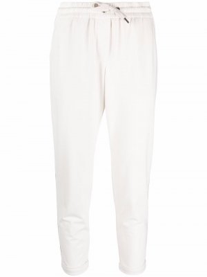 Укороченные спортивные брюки с кулиской Brunello Cucinelli. Цвет: белый